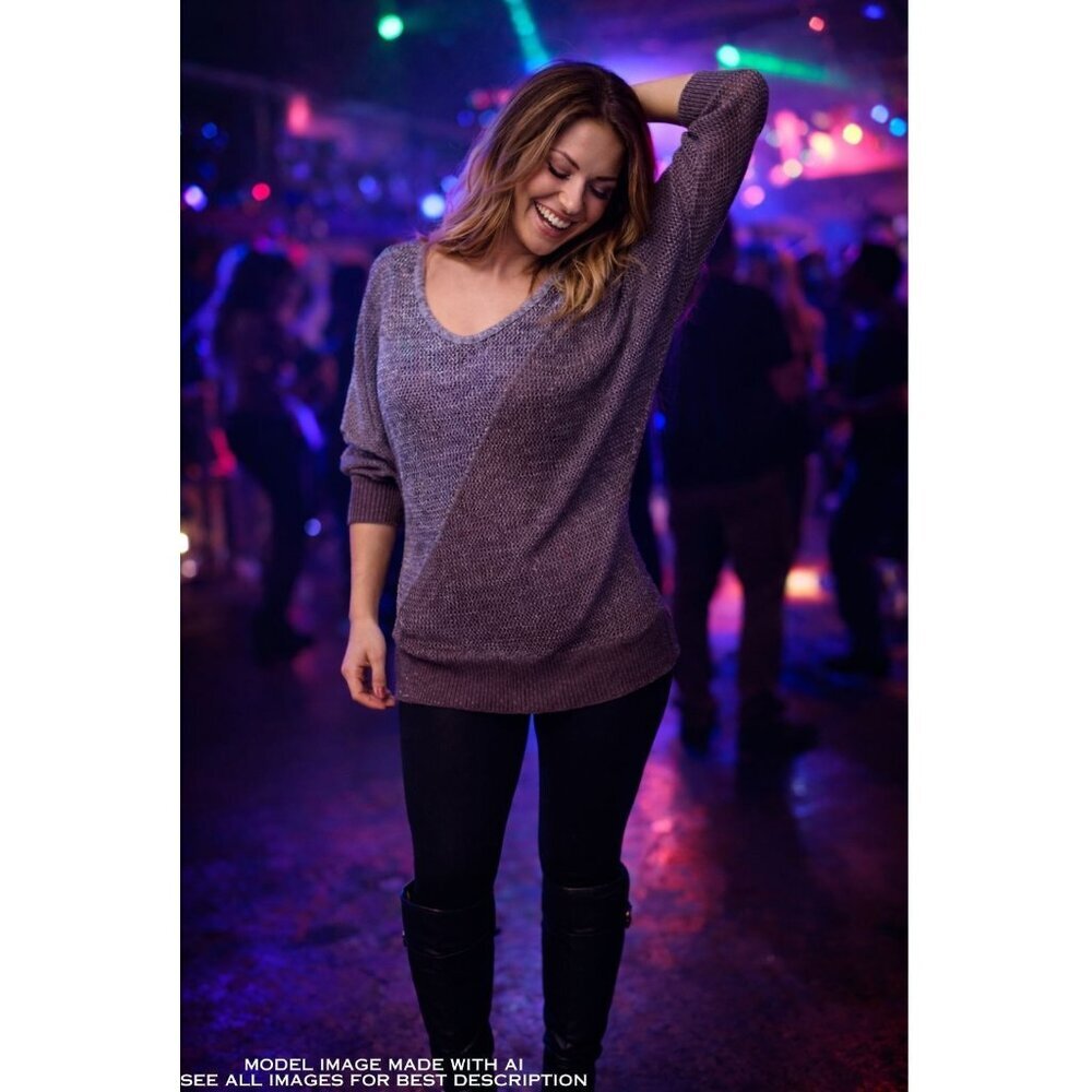 Fishnet Flashdance Top 1X Dolman Sleeves Lamé Color Block Disco Performance